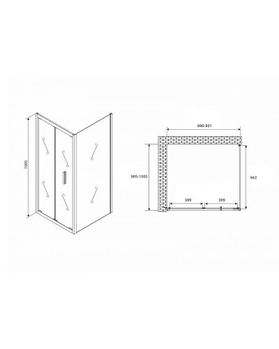 Душевой уголок Abber Sonnenstrand 90x100 AG07090B-S100B профиль Черный стекло прозрачное