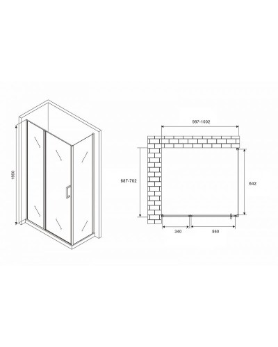 Душевой уголок Abber Sonnenstrand 100x70 AG04100BS-S70B профиль Черный стекло прозрачное