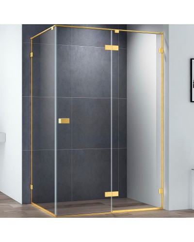 Душевой уголок Cezares Bellagio 100x80 BELLAGIO-AH-1-100/80-C-BORO профиль Золото брашированное стекло прозрачное