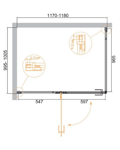 Душевой уголок Cezares Bellagio 120x100 BELLAGIO-AH-1-120/100-C-BORO профиль Золото брашированное стекло прозрачное