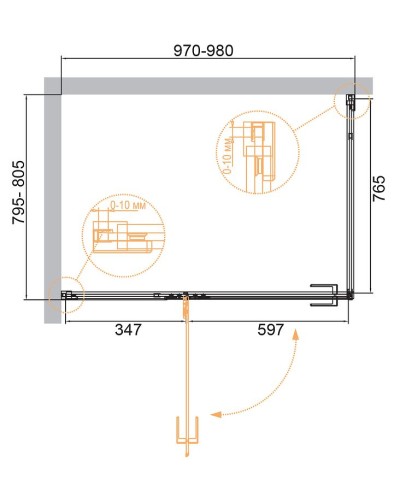 Душевой уголок Cezares Bellagio 100x80 BELLAGIO-AH-1-100/80-C-NERO профиль Черный матовый стекло прозрачное