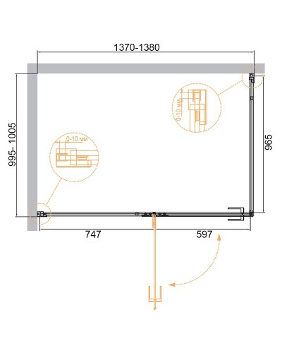 Душевой уголок Cezares Bellagio 140x100 BELLAGIO-AH-1-140/100-C-NERO профиль Черный матовый стекло прозрачное
