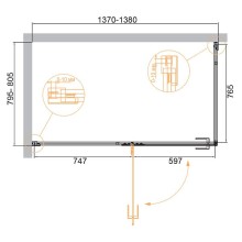 Душевой уголок Cezares Bellagio 140x80 BELLAGIO-AH-1-140/80-C-NERO профиль Черный матовый стекло прозрачное