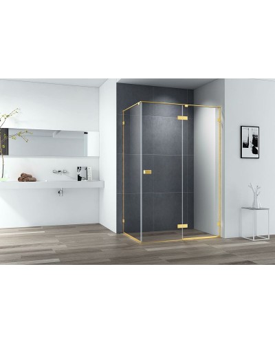 Душевой уголок Cezares Bellagio 140x100 BELLAGIO-AH-1-140/100-C-BORO профиль Золото брашированное стекло прозрачное