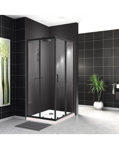 Душевой уголок BelBagno Uno 100х100 UNO-195-A-2-100-C-NERO профиль Черный матовый стекло прозрачное