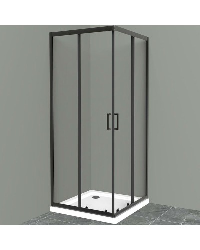 Душевой уголок BelBagno Uno 100х100 UNO-195-A-2-100-C-NERO профиль Черный матовый стекло прозрачное