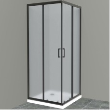 Душевой уголок BelBagno Uno 90х90 UNO-195-A-2-90-P-NERO профиль Черный матовый стекло рифленое