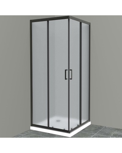 Душевой уголок BelBagno Uno 90х90 UNO-195-A-2-90-P-NERO профиль Черный матовый стекло рифленое
