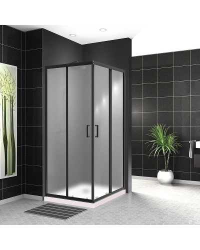 Душевой уголок BelBagno Uno 90х90 UNO-195-A-2-90-P-NERO профиль Черный матовый стекло рифленое