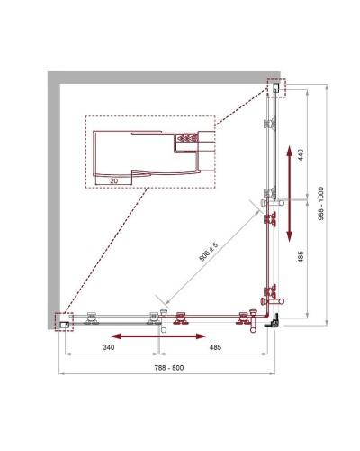 Душевой уголок BelBagno Uno 100х80 UNO-195-AH-2-100/80-C-NERO профиль Черный матовый стекло прозрачное