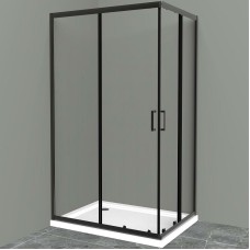 Душевой уголок BelBagno Uno 120х100 UNO-195-AH-2-120/100-C-NERO профиль Черный матовый стекло прозрачное