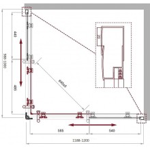 Душевой уголок BelBagno Uno 120х100 UNO-195-AH-2-120/100-C-NERO профиль Черный матовый стекло прозрачное