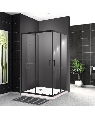 Душевой уголок BelBagno Uno 120х90 UNO-195-AH-2-120/90-C-NERO профиль Черный матовый стекло прозрачное