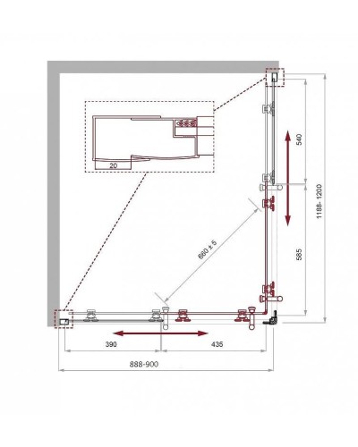 Душевой уголок BelBagno Uno 120х90 UNO-195-AH-2-120/90-C-NERO профиль Черный матовый стекло прозрачное