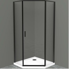 Душевой уголок BelBagno Uno 100х100 UNO-195-P-1-100-C-NERO профиль Черный матовый стекло прозрачное