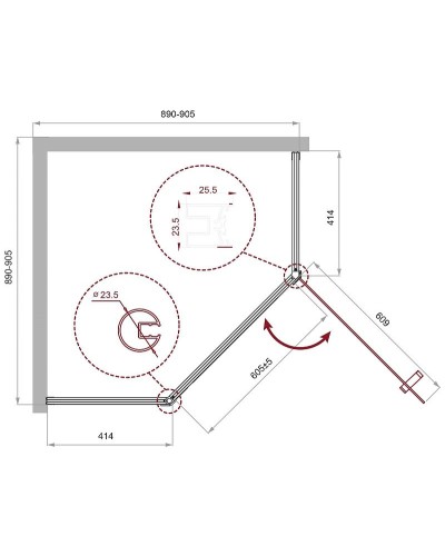 Душевой уголок BelBagno Uno 90х90 UNO-195-P-1-90-C-NERO профиль Черный матовый стекло прозрачное