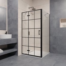 Душевой уголок RGW Passage PA-77B L 90x100 41087790-084L профиль Черный стекло прозрачное