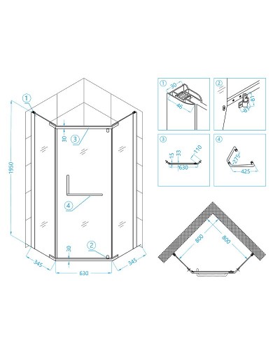 Душевой уголок RGW Passage PA-081B 80x80 35088188-14 профиль Черный стекло прозрачное