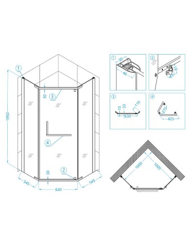 Душевой уголок RGW Passage PA-081B 100x100 35088100-14 профиль Черный стекло прозрачное