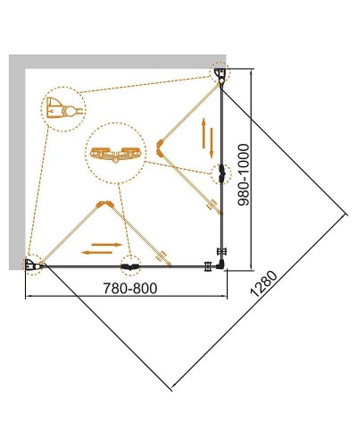 Душевой уголок Cezares Eco 80x100 ECO-O-ASH-2-80/100-C-Cr профиль Хром стекло прозрачное