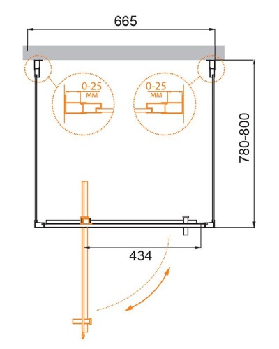 Душевой уголок Cezares Molveno 70x80 MOLVENO-BA2-70/80-C-Cr-IV профиль Хром стекло прозрачное
