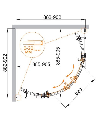 Душевой уголок Cezares Stylus-M 90x90 STYLUS-O-M-R-2-90-C-Cr профиль Хром стекло прозрачное