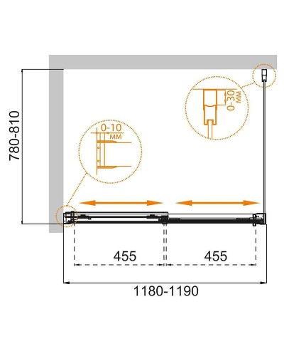Душевой уголок Cezares Tandem-Soft 120x80 TANDEM-SOFT-AH-2-120/80-C-Cr-IV профиль Хром стекло прозрачное