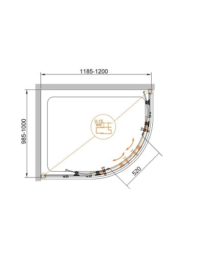 Душевой уголок Cezares Eco 120x100 ECO-O-RH-2-120/100-C-Cr профиль Хром стекло прозрачное