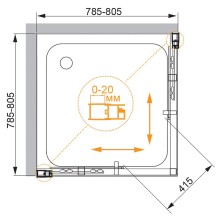 Душевой уголок Cezares Momento 80x80 MOMENTO-A-2-80-C-Cr профиль Хром стекло прозрачное