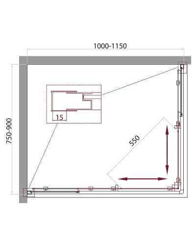 Душевой уголок BelBagno Unique 115x90 UNIQUE-AH-2-100/115-75/90-M-Cr профиль Хром стекло матовое