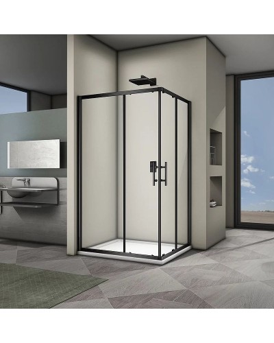 Душевой уголок Veconi Rovigo RV-30B 100х90 RV30B-10090-01-C3 профиль Черный матовый стекло прозрачное