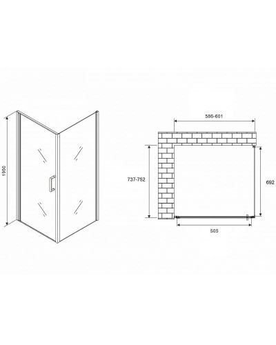 Душевой уголок Abber Sonnenstrand 60x75 AG04060-S75 профиль Хром стекло прозрачное