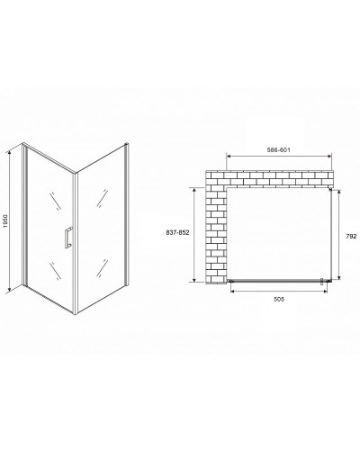 Душевой уголок Abber Sonnenstrand 60x85 AG04060-S85 профиль Хром стекло прозрачное