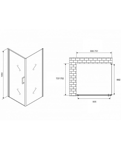 Душевой уголок Abber Sonnenstrand 70x75 AG04070-S75 профиль Хром стекло прозрачное