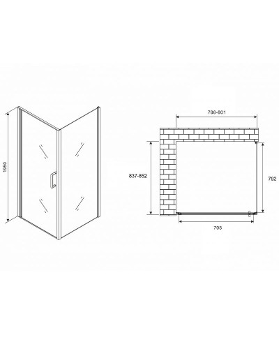 Душевой уголок Abber Sonnenstrand 80x85 AG04080-S85 профиль Хром стекло прозрачное