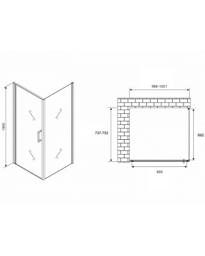 Душевой уголок Abber Sonnenstrand 100x75 AG04100-S75 профиль Хром стекло прозрачное