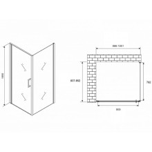 Душевой уголок Abber Sonnenstrand 100x85 AG04100B-S85B профиль Черный стекло прозрачное