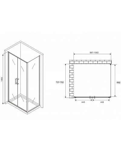 Душевой уголок Abber Sonnenstrand 100x75 AG04100C-S75 профиль Хром стекло прозрачное