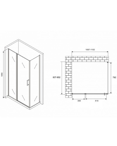 Душевой уголок Abber Sonnenstrand 110x85 AG04110S-S85 профиль Хром стекло прозрачное