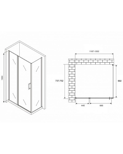 Душевой уголок Abber Sonnenstrand 120x75 AG04120S-S75 профиль Хром стекло прозрачное