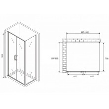 Душевой уголок Abber Sonnenstrand 100x85 AG04100BC-S85B профиль Черный стекло прозрачное