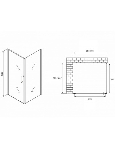 Душевой уголок Abber Sonnenstrand 60х100 AG04060M-S100M профиль Хром стекло матовое