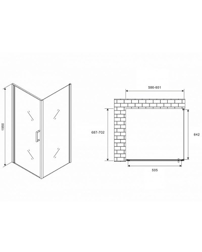 Душевой уголок Abber Sonnenstrand 60х80 AG04060M-S80M профиль Хром стекло матовое