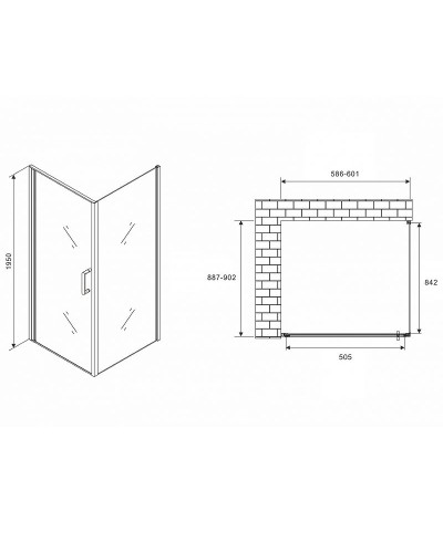 Душевой уголок Abber Sonnenstrand 60х90 AG04060M-S90M профиль Хром стекло матовое