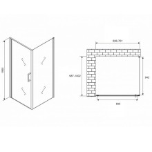 Душевой уголок Abber Sonnenstrand 70х100 AG04070M-S100M профиль Хром стекло матовое
