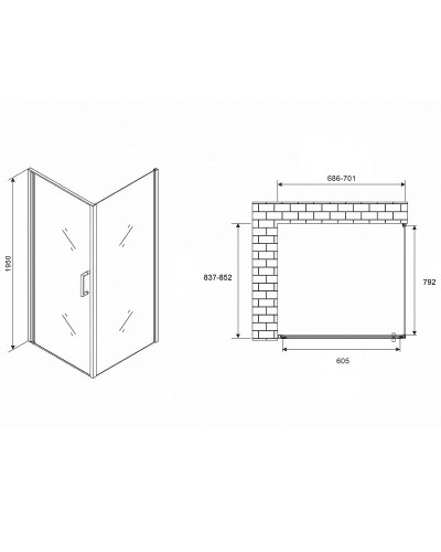 Душевой уголок Abber Sonnenstrand 70х85 AG04070M-S85M профиль Хром стекло матовое