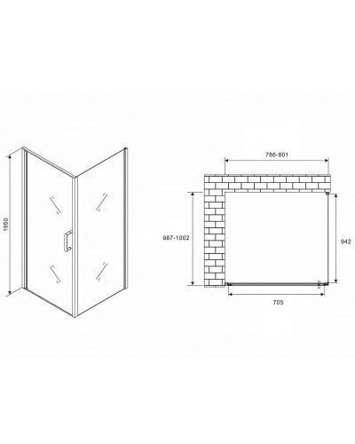 Душевой уголок Abber Sonnenstrand 80х100 AG04080M-S100M профиль Хром стекло матовое