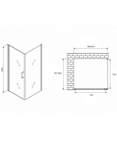 Душевой уголок Abber Sonnenstrand 80х80 AG04080M-S80M профиль Хром стекло матовое