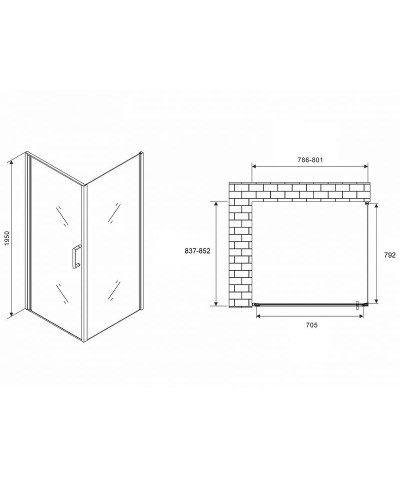 Душевой уголок Abber Sonnenstrand 80х85 AG04080M-S85M профиль Хром стекло матовое