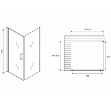 Душевой уголок Abber Sonnenstrand 80х90 AG04080M-S90M профиль Хром стекло матовое